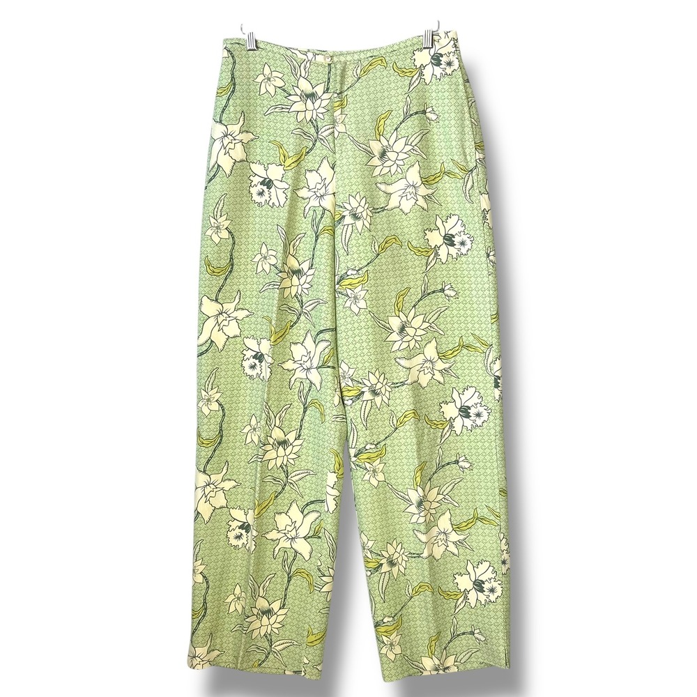 Tommy Bahama 100% Silk Floral Wide Leg Pants 10 Vacation Tropical Resort Coastal